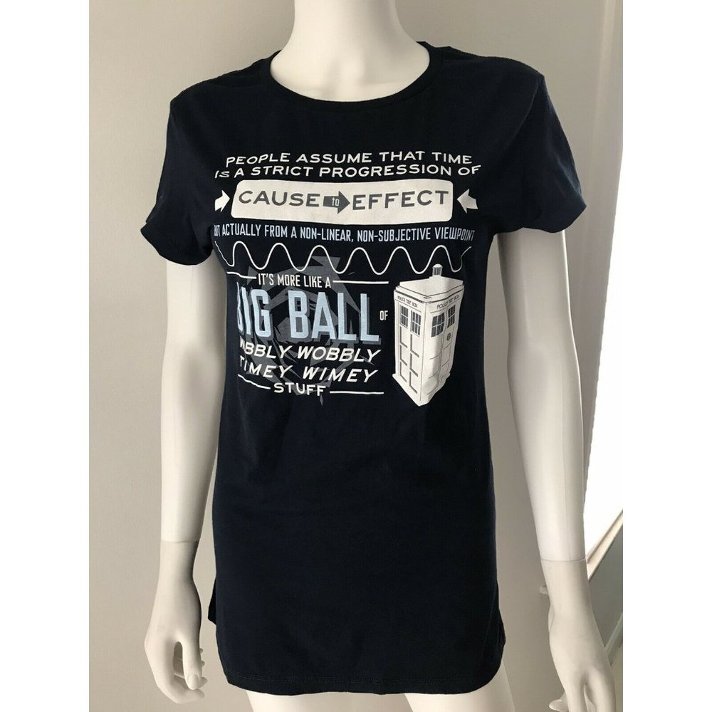 NWT Doctor Who Men's T- Shirt Slim Fit Navy Blue Short Sleeve Round Neck Size S